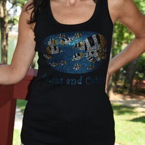 Turks and Caicos  rhinestone bling  black sleeveless tank sz XS S M L XL XXL 1X…